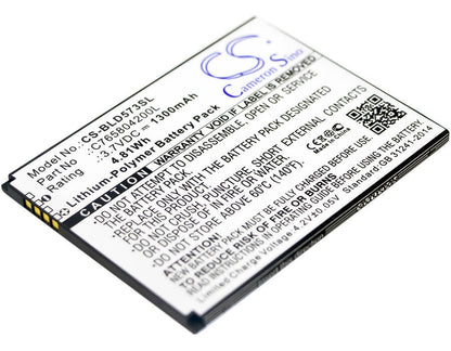 3.7V, 1300mAh, Li-Polymer Battery fits Blu, D572, Studio 5.0s Ii, 4.81Wh
