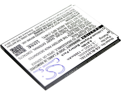 3.7V, 1300mAh, Li-Polymer Battery fits Blu, D572, Studio 5.0s Ii, 4.81Wh
