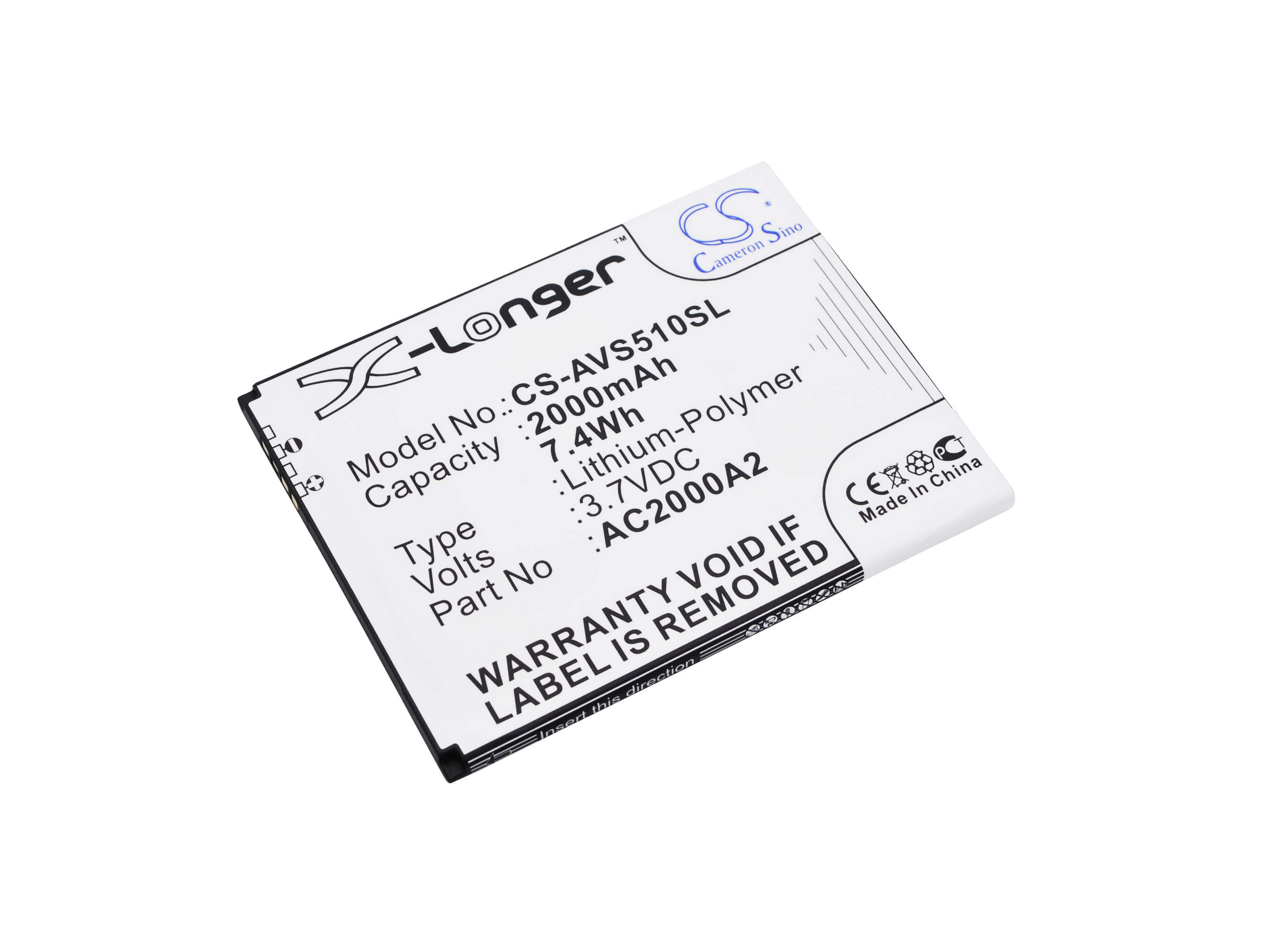 3.7V, 2000mAh, Li-Polymer Battery fits Archos, 50c Oxygen, 7.4Wh