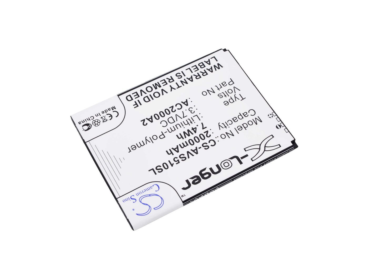 3.7V, 2000mAh, Li-Polymer Battery fits Archos, 50c Oxygen, 7.4Wh
