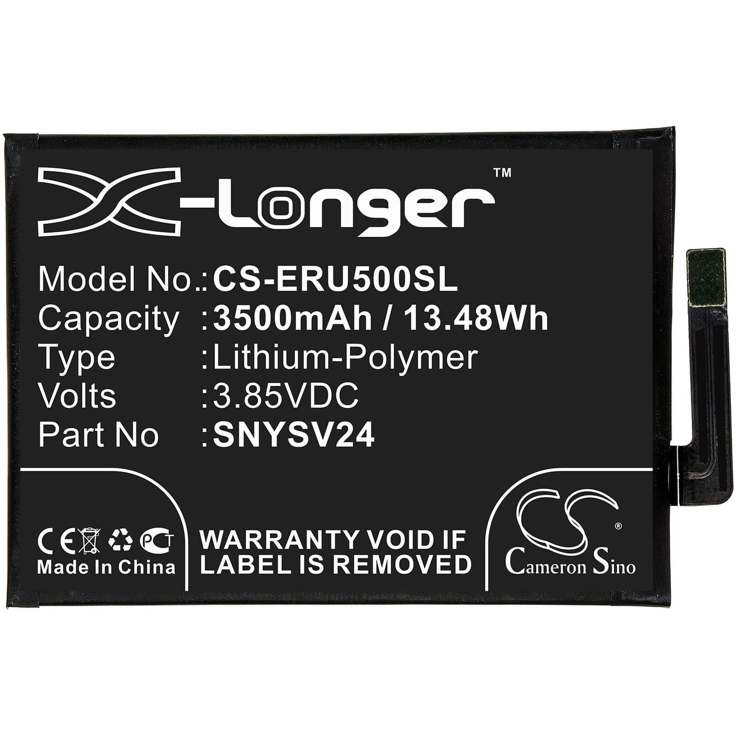 3.85V, 3500mAh, Li-Polymer Battery fits Sony, A001so, So-41a, 13.475Wh