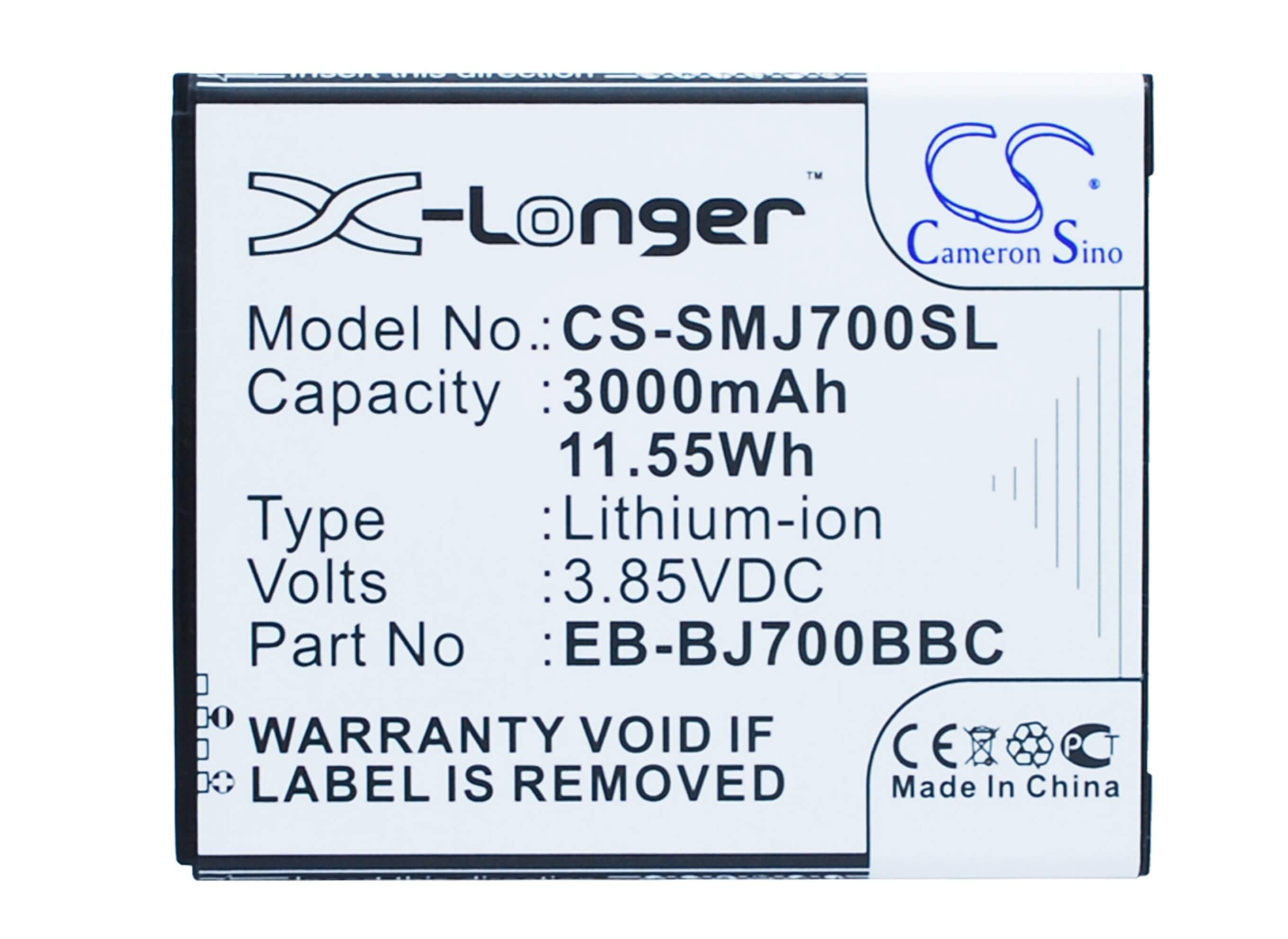 3.85V, 3000mAh, Li-ion Battery fits Samsung, Galaxy J7, Galaxy J7 Core, 11.55Wh