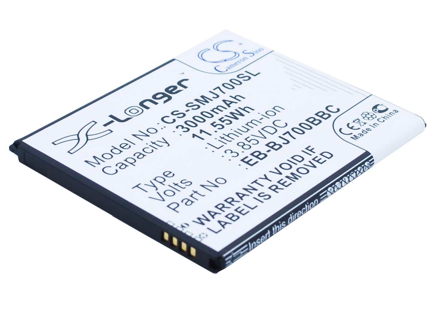3.85V, 3000mAh, Li-ion Battery fits Samsung, Galaxy J7, Galaxy J7 Core, 11.55Wh