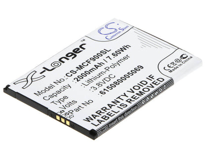 3.8V, 2000mAh, Li-Polymer Battery fits Mobistel, Cynus F9, Cynus F9 4g, 7.6Wh