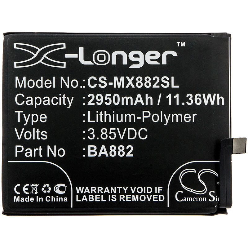 3.85V, 2950mAh, Li-Polymer Battery fits Meizu, 16, 16 Premium Edition, 11.3575Wh