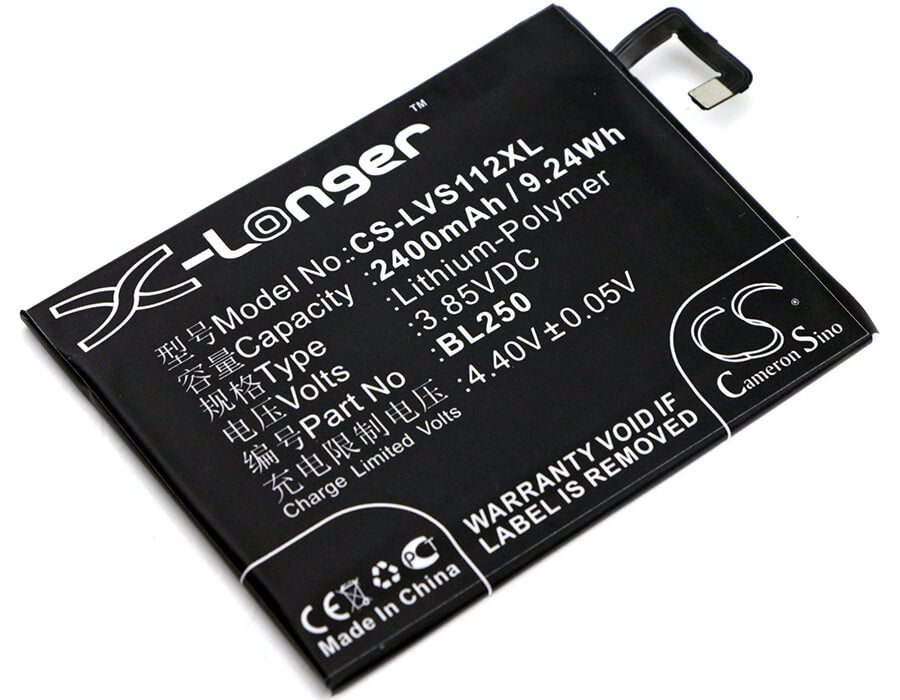 3.85V, 2400mAh, Li-Polymer Battery fits Lenovo, S1a40, S1a40 Dual Sim Td-lte, 9.24Wh