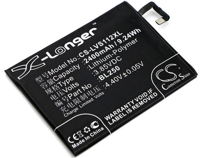 3.85V, 2400mAh, Li-Polymer Battery fits Lenovo, S1a40, S1a40 Dual Sim Td-lte, 9.24Wh