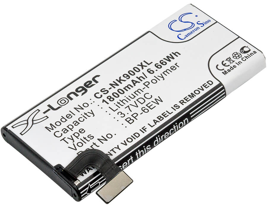 3.7V, 1800mAh, Li-Polymer Battery fits Nokia, Lumia 900, Lumia 900 4g Lte, 6.66Wh