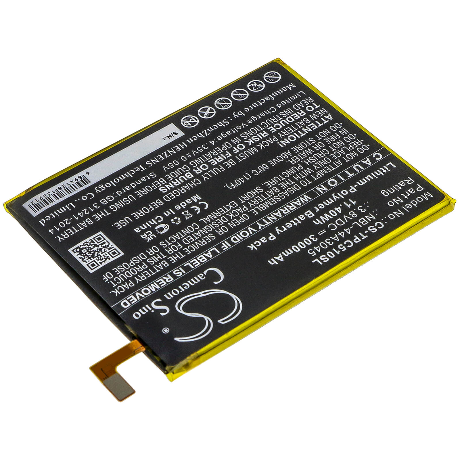 3.8V, 3000mAh, Li-Polymer Battery fits Neffos, C5 Max, C5 Max Lte Dual Sim, 11.4Wh