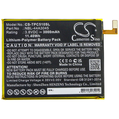3.8V, 3000mAh, Li-Polymer Battery fits Tp-link, C5 Max, Neffos C5 Max, 11.4Wh