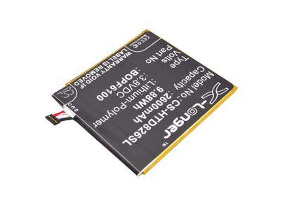 3.8V, 2600mAh, Li-Polymer Battery fits Htc, A51, D820, 9.88Wh