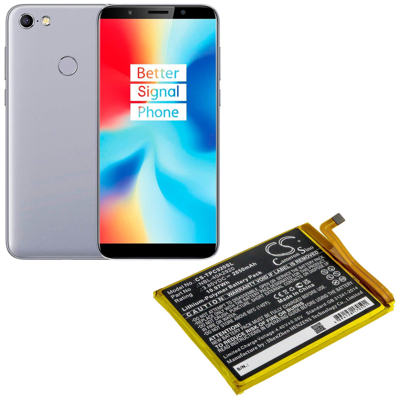 3.85V, 2850mAh, Li-Polymer Battery fits Tp-link, Neffos C9a, Tp706a, 10.9725Wh