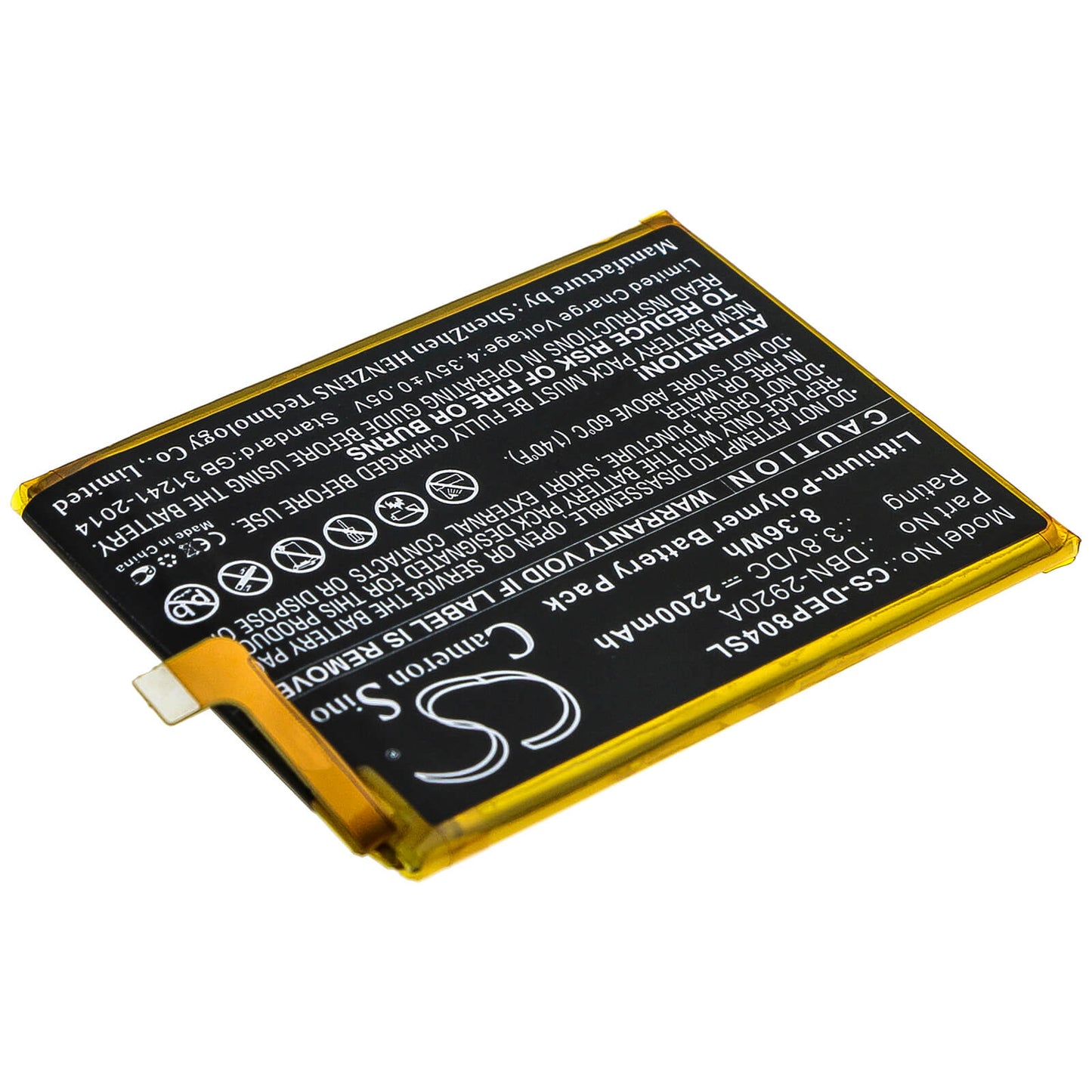 3.8V, 2200mAh, Li-Polymer Battery fits Doro, 8040, 8042, 8.36Wh