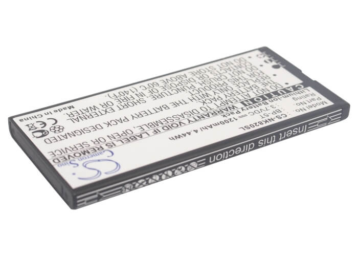 3.7V, 1200mAh, Li-ion Battery fits Nokia, Arrow, Lumia 820, 4.44Wh