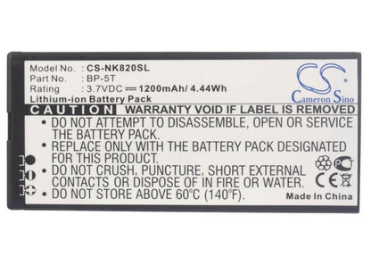 3.7V, 1200mAh, Li-ion Battery fits Nokia, Arrow, Lumia 820, 4.44Wh