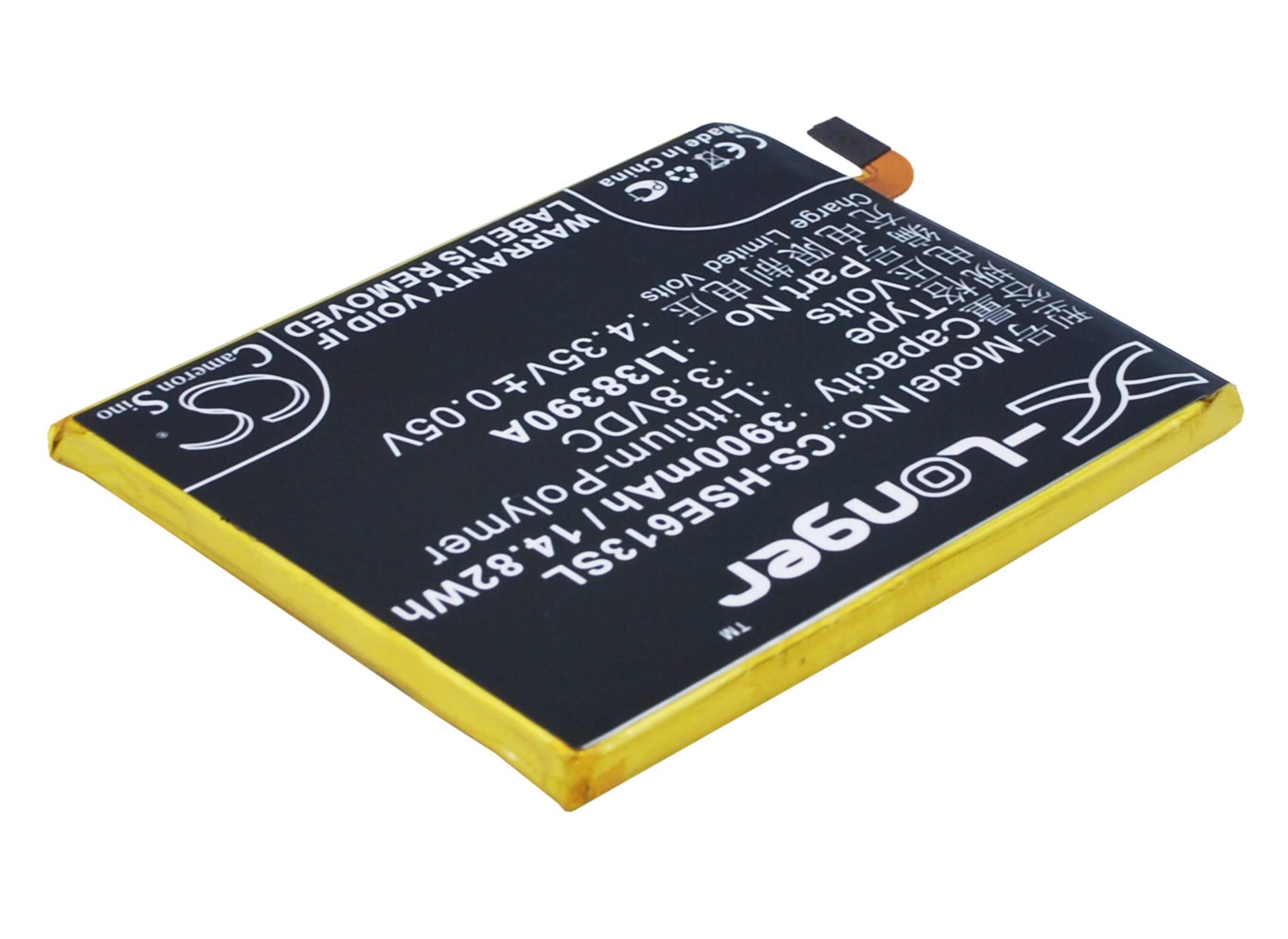 3.8V, 3900mAh, Li-Polymer Battery fits Hisense, E613m, 14.82Wh