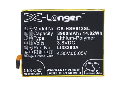 3.8V, 3900mAh, Li-Polymer Battery fits Hisense, E613m, 14.82Wh