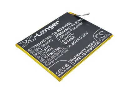3.8V, 2900mAh, Li-Polymer Battery fits Meizu, M2 Note M571c, M2 Note M571h, 11.02Wh