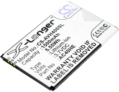 3.7V, 1500mAh, Li-ion Battery fits Archos, 40 Helium, 5.55Wh