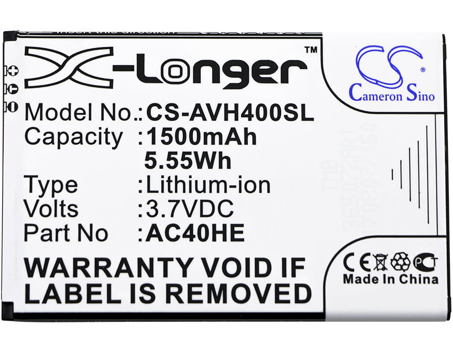 3.7V, 1500mAh, Li-ion Battery fits Archos, 40 Helium, 5.55Wh