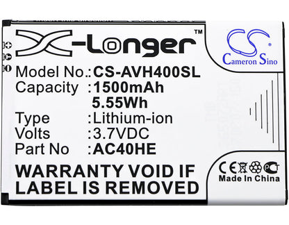 3.7V, 1500mAh, Li-ion Battery fits Archos, 40 Helium, 5.55Wh