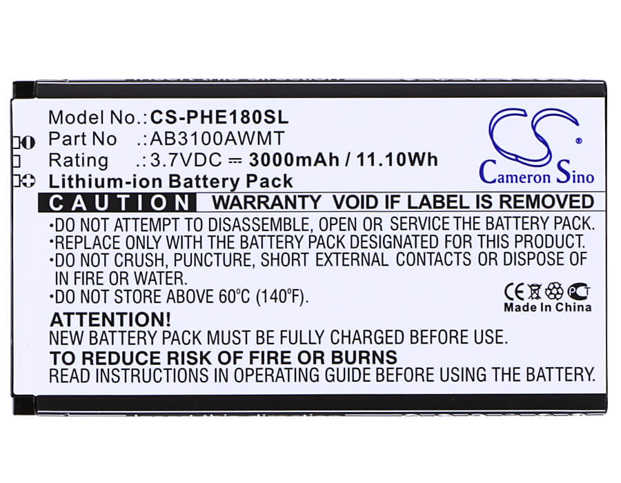 3.7V, 3000mAh, Li-ion Battery fits Philips, Cte180bk, Cte180bk/00, 11.1Wh