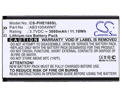3.7V, 3000mAh, Li-ion Battery fits Philips, Cte180bk, Cte180bk/00, 11.1Wh