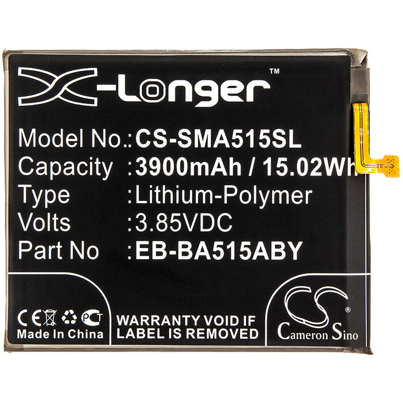 3.85V, 3900mAh, Li-Polymer Battery fits Samsung, Galaxy A51 2019, Sm-a515f/dsm, 15.015Wh