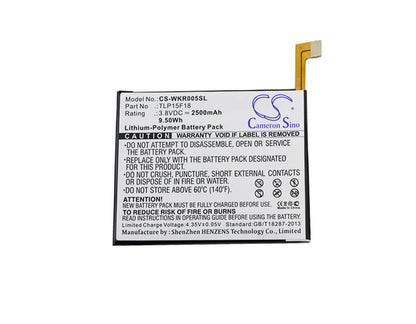 3.8V, 2500mAh, Li-Polymer Battery fits Wiko, Rainbow Up, Rainbow Up 4g Dual Sim Lte, 9.5Wh