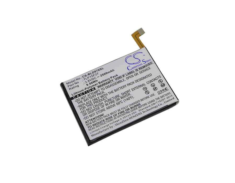 3.8V, 2500mAh, Li-Polymer Battery fits Blu, D870u, Studio C Super Camera, 9.5Wh