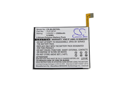 3.8V, 2500mAh, Li-Polymer Battery fits Blu, D870u, Studio C Super Camera, 9.5Wh