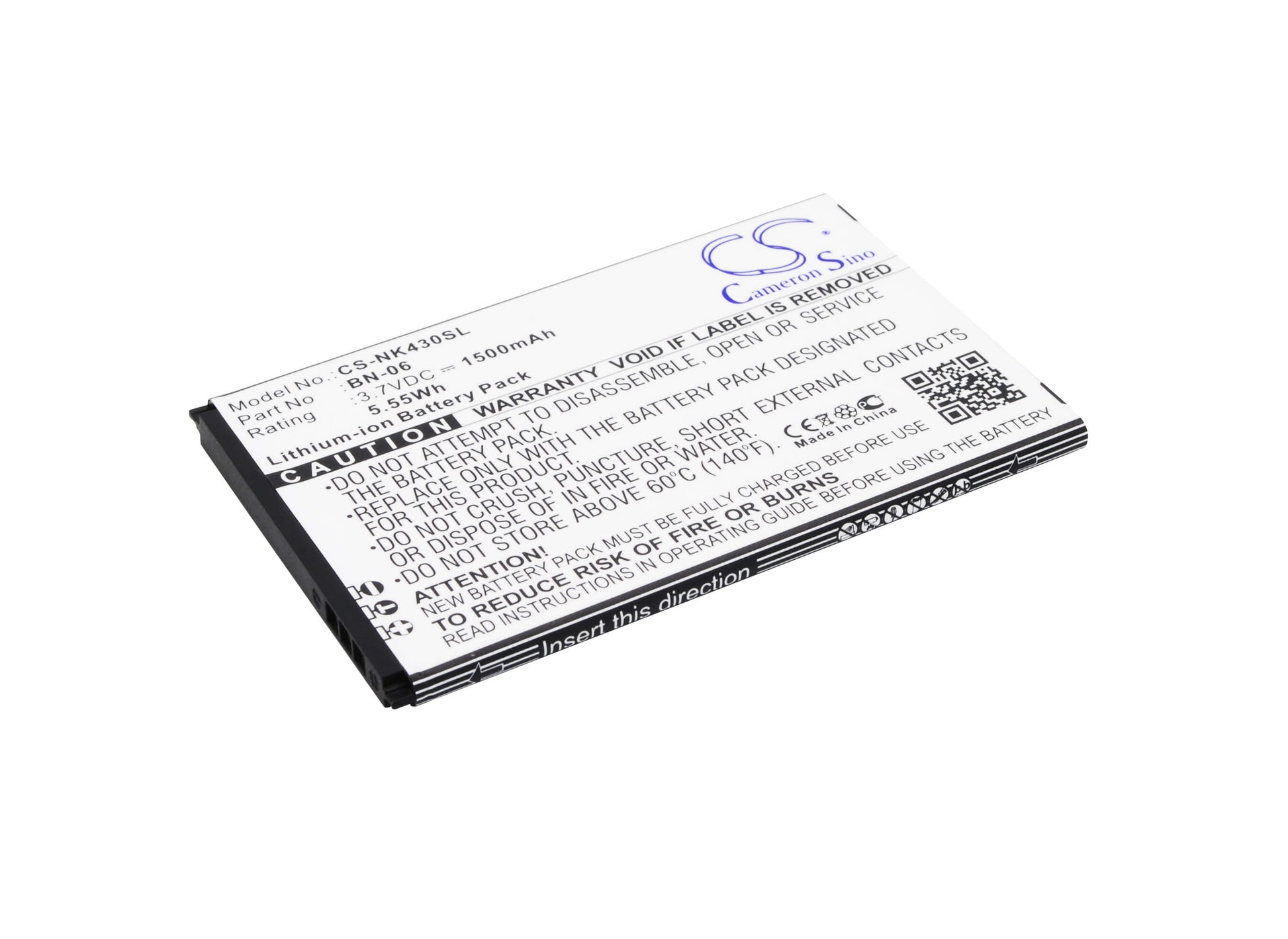 3.7V, 1500mAh, Li-ion Battery fits Nokia, Lumia 430, Lumia 430 Dual Sim, 5.55Wh