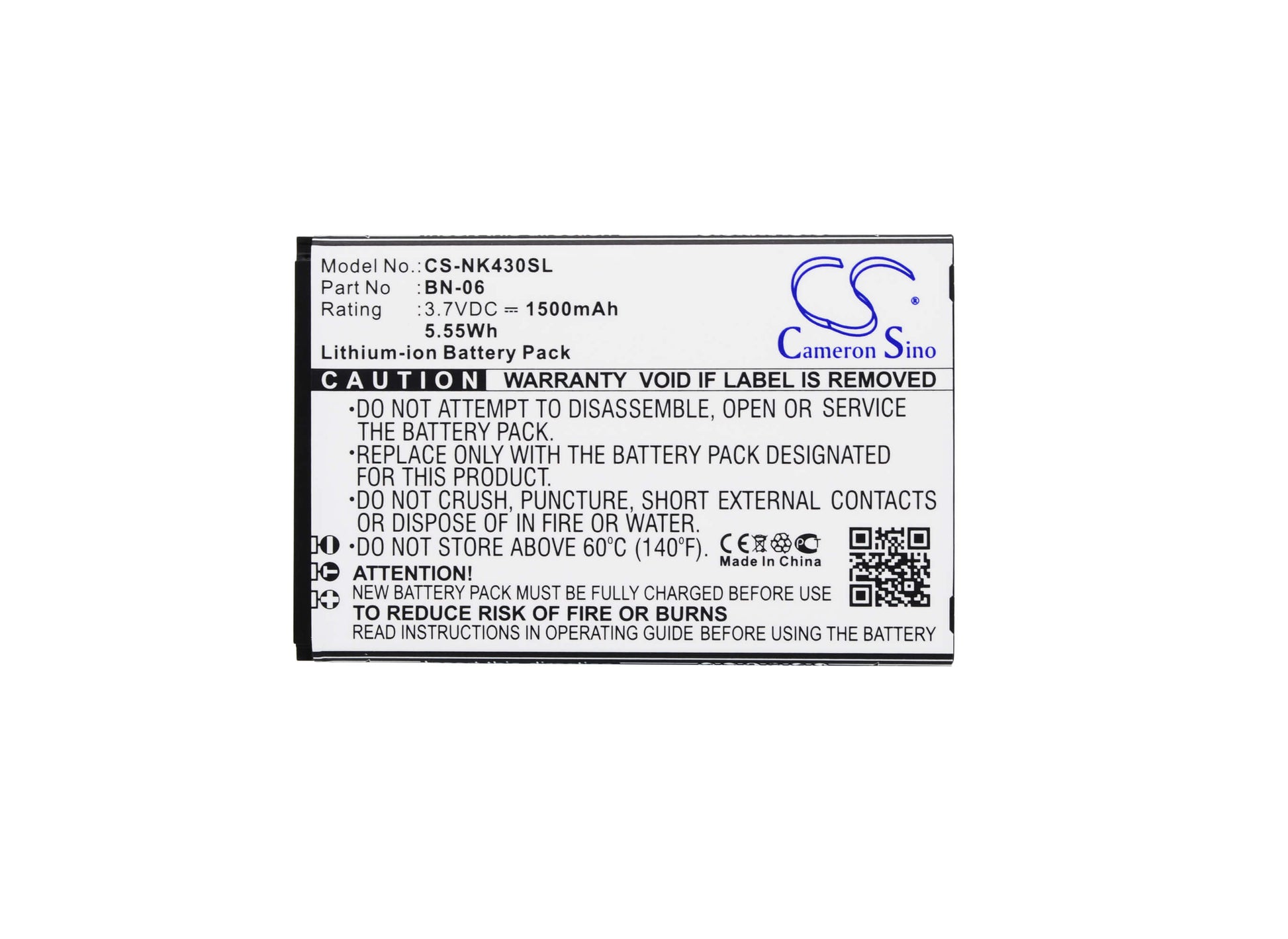 3.7V, 1500mAh, Li-ion Battery fits Nokia, Lumia 430, Lumia 430 Dual Sim, 5.55Wh