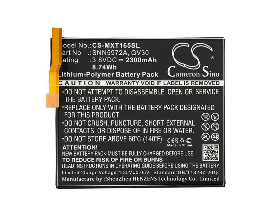 3.8V, 2300mAh, Li-Polymer Battery fits Motorola, Moto Z Droid Edition Xlte, Moto Z Dual Sim, 8.74Wh