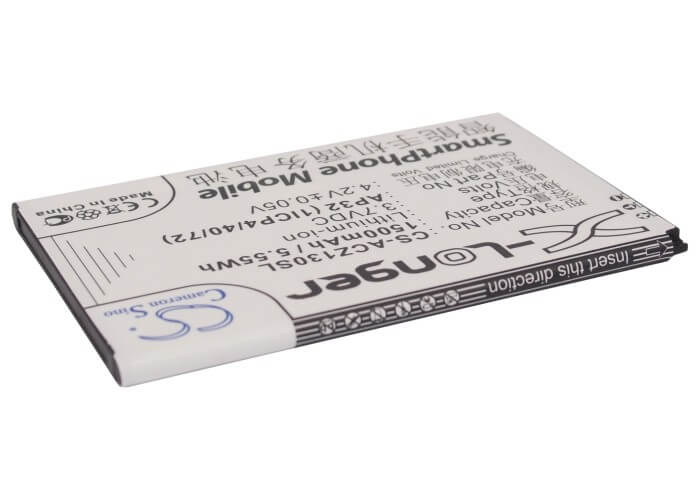 3.7V, 1500mAh, Li-ion Battery fits Acer, Liquid Z130 Duo, Liquid Z3, 5.55Wh