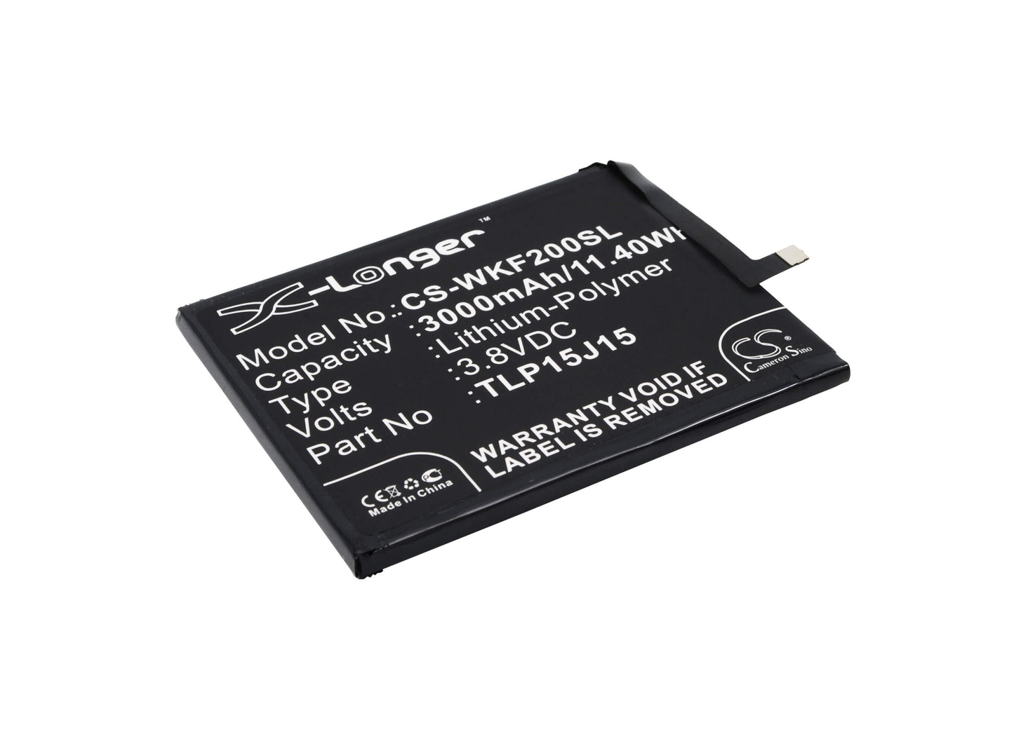 3.8V, 3000mAh, Li-Polymer Battery fits Wiko, Fever, Fever 4g, 11.4Wh