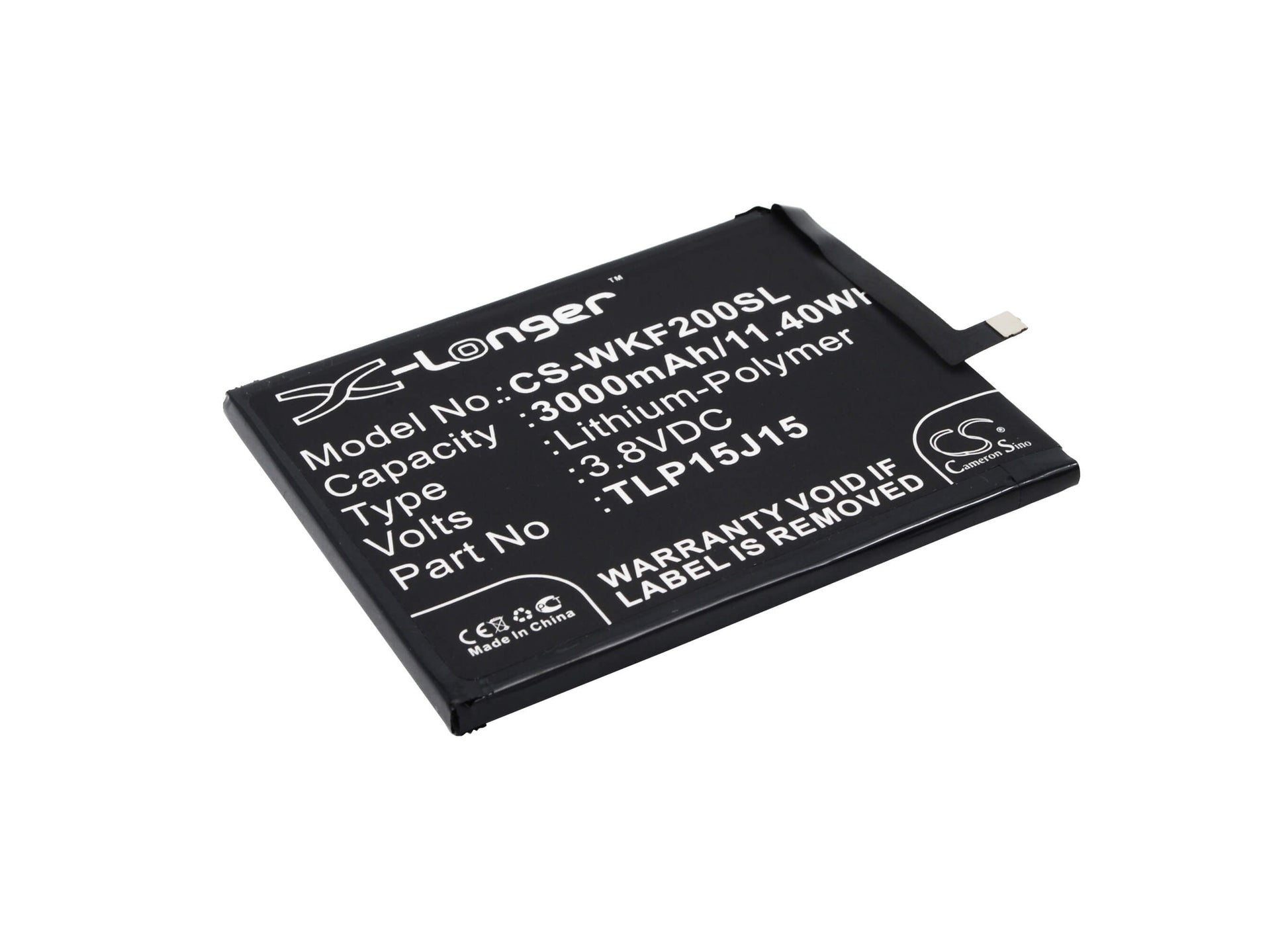3.8V, 3000mAh, Li-Polymer Battery fits Wiko, Fever, Fever 4g, 11.4Wh