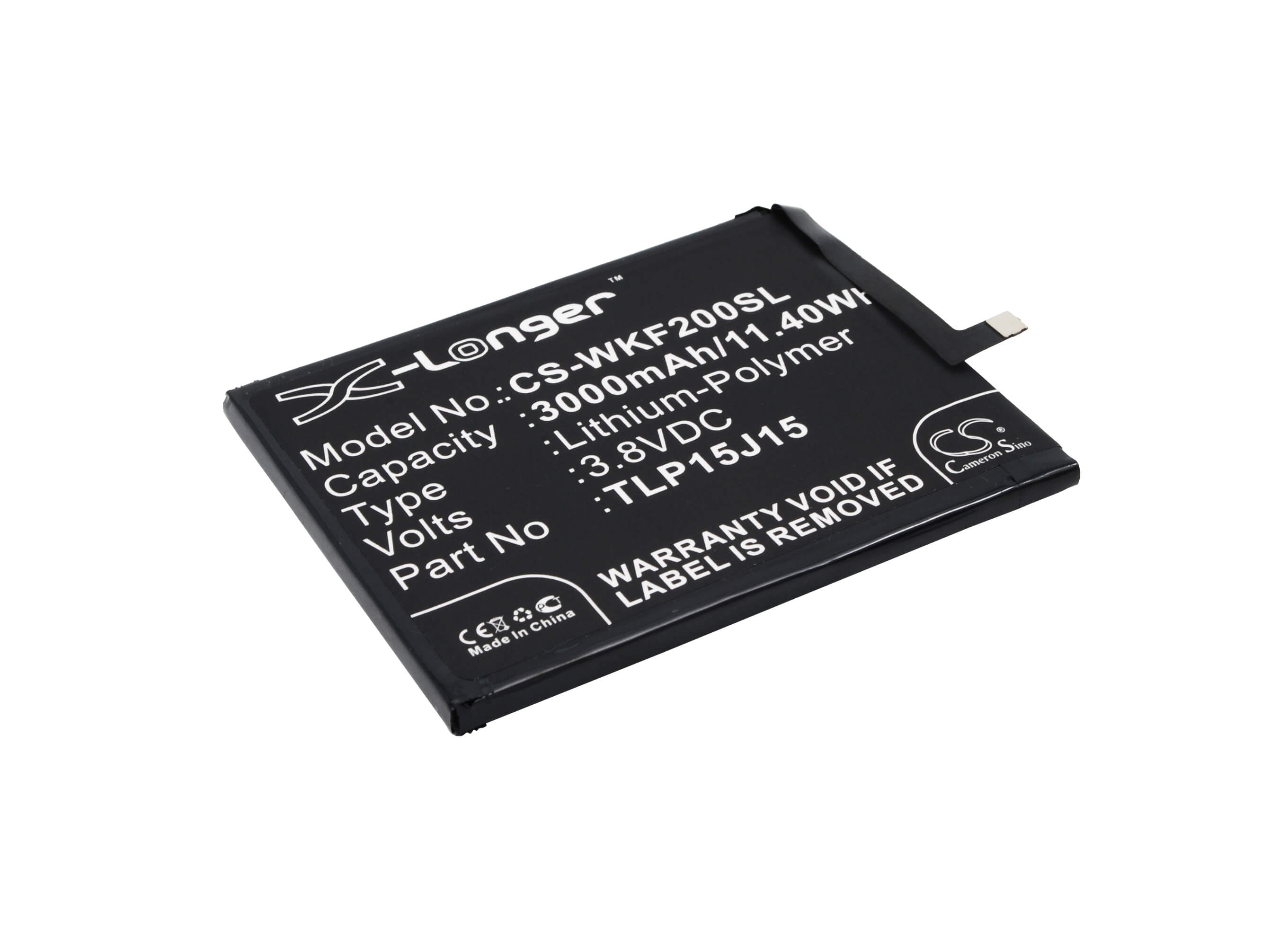 3.8V, 3000mAh, Li-Polymer Battery fits Wiko, Fever, Fever 4g, 11.4Wh