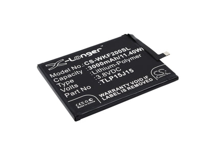 3.8V, 3000mAh, Li-Polymer Battery fits Wiko, Fever, Fever 4g, 11.4Wh
