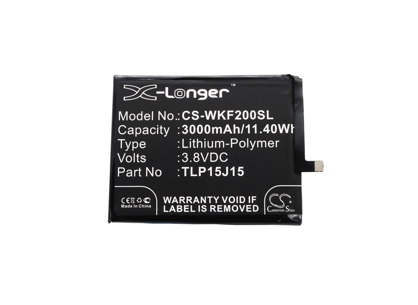 3.8V, 3000mAh, Li-Polymer Battery fits Wiko, Fever, Fever 4g, 11.4Wh