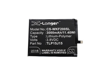3.8V, 3000mAh, Li-Polymer Battery fits Wiko, Fever, Fever 4g, 11.4Wh
