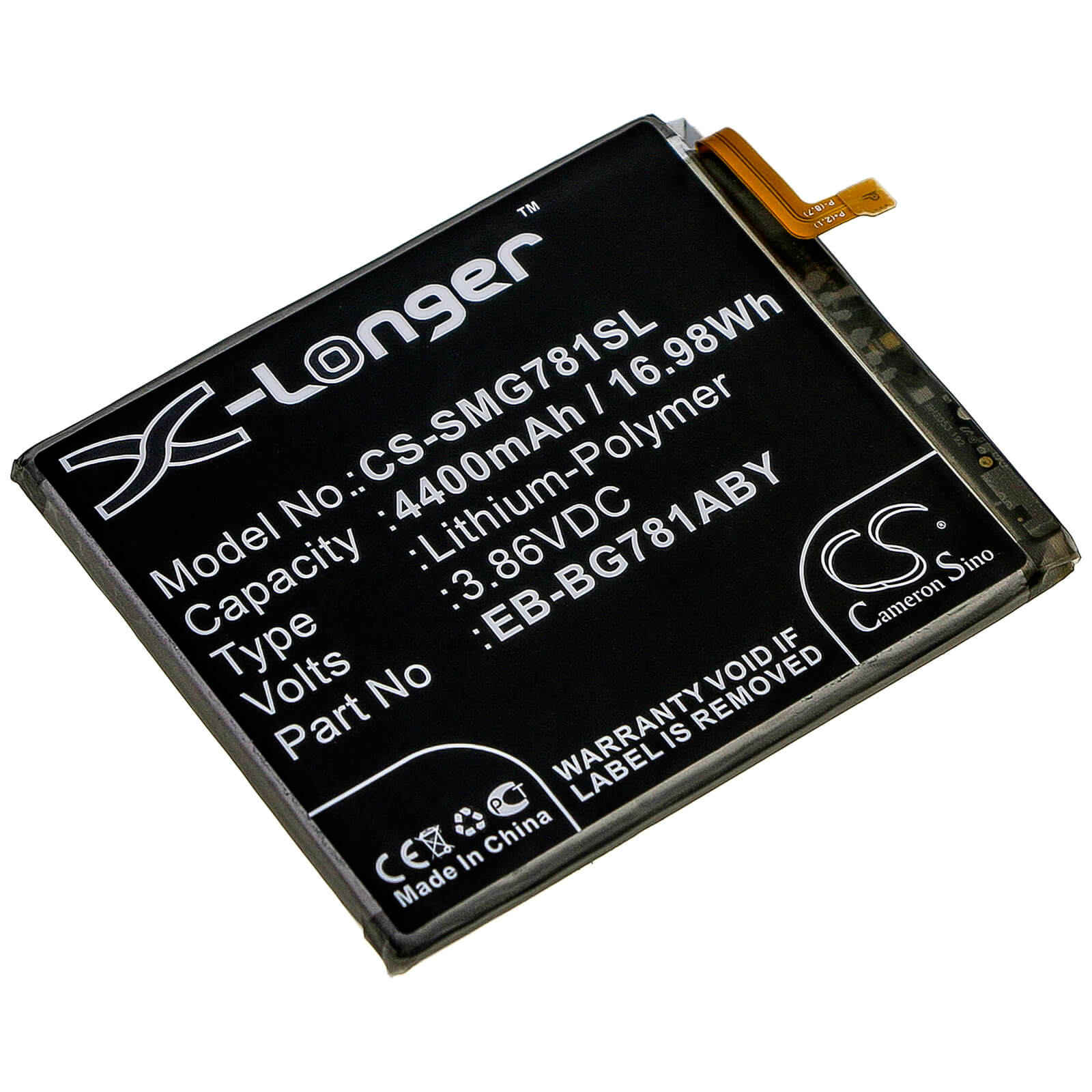 3.86V, 4400mAh, Li-Polymer Battery fits Samsung, Galaxy S20 Fan Edition, Galaxy S20 Fe 5g, 16.984Wh