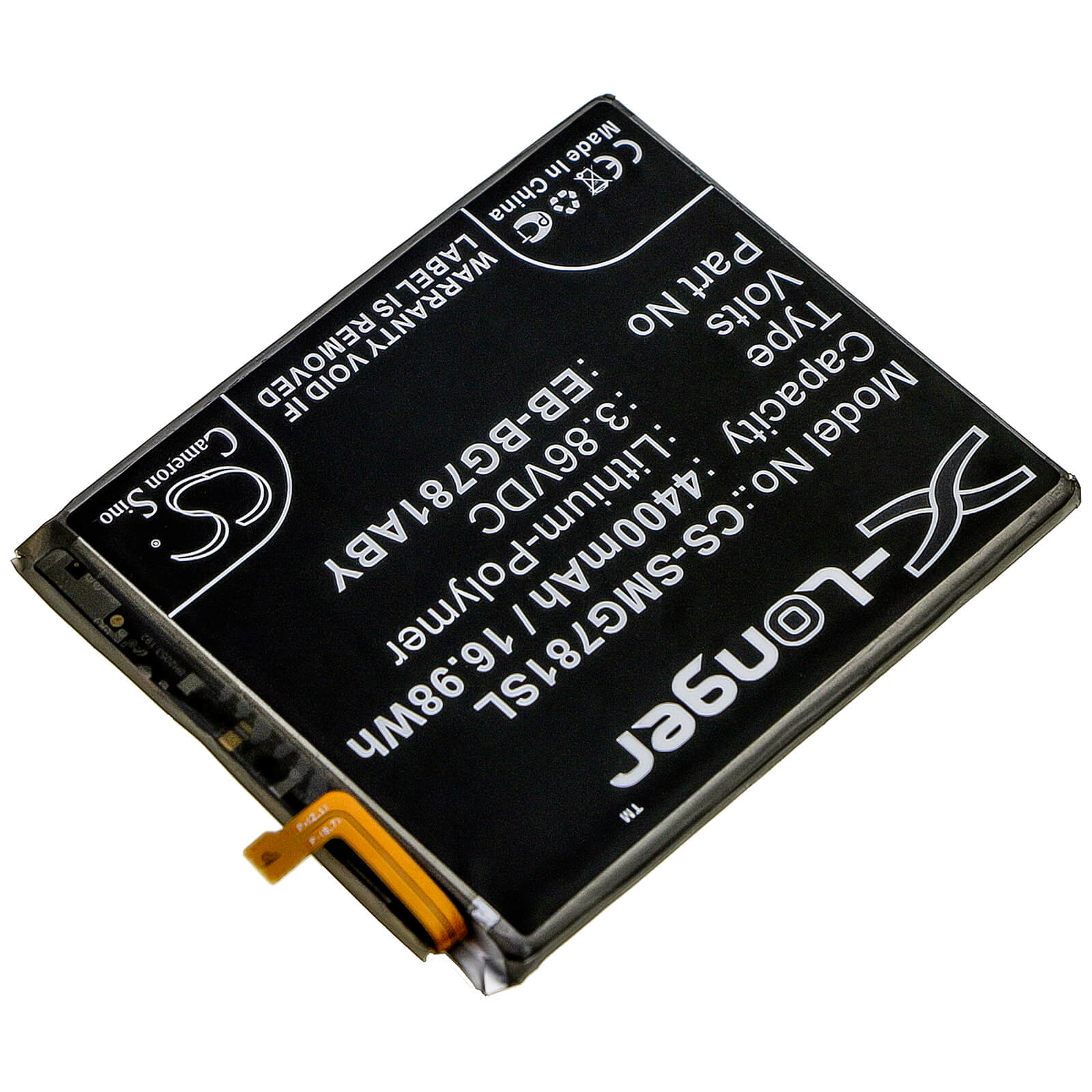 3.86V, 4400mAh, Li-Polymer Battery fits Samsung, Galaxy S20 Fan Edition, Galaxy S20 Fe 5g, 16.984Wh