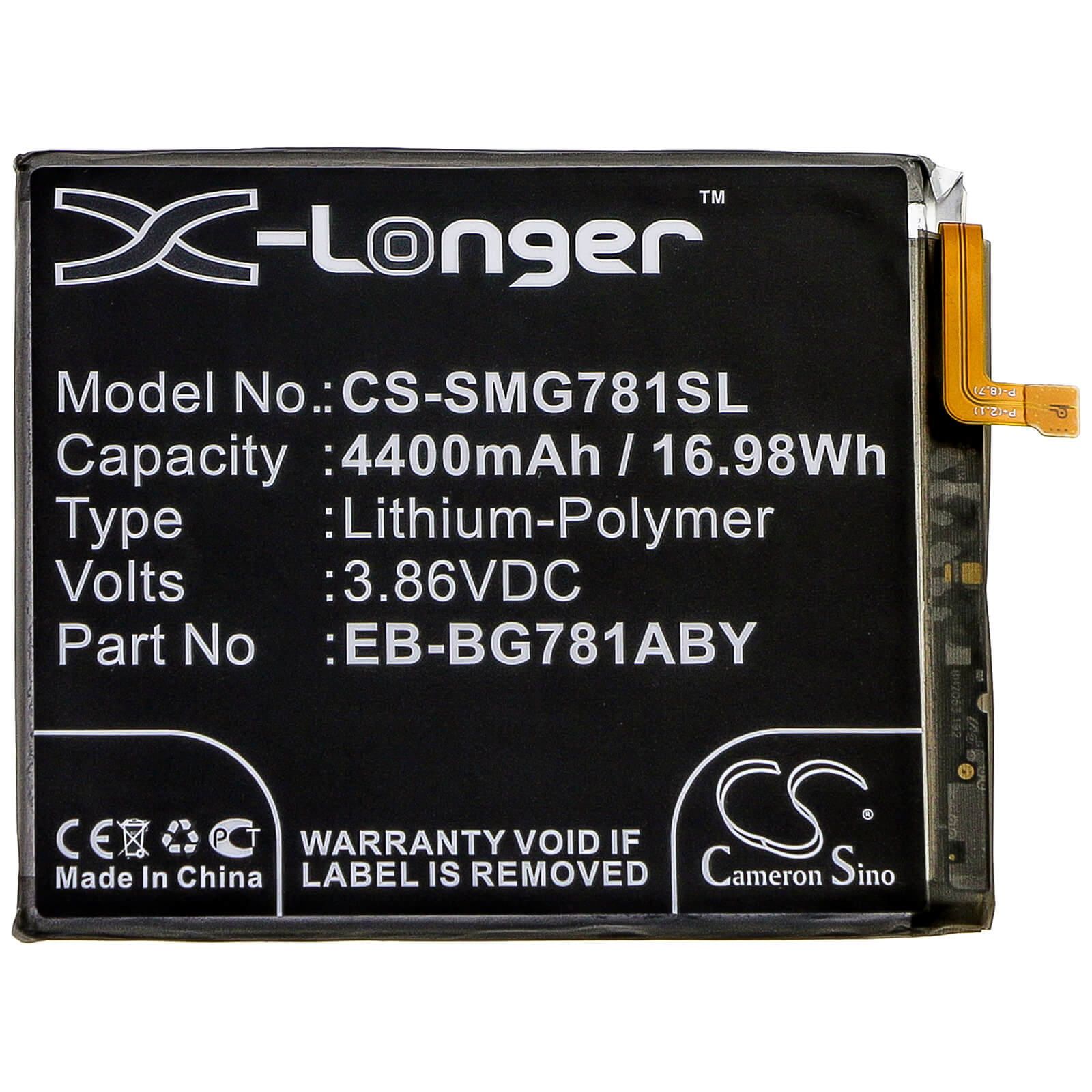 3.86V, 4400mAh, Li-Polymer Battery fits Samsung, Galaxy S20 Fan Edition, Galaxy S20 Fe 5g, 16.984Wh