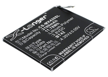 3.8V, 3100mAh, Li-Polymer Battery fits Meizu, M1, Note, 11.78Wh