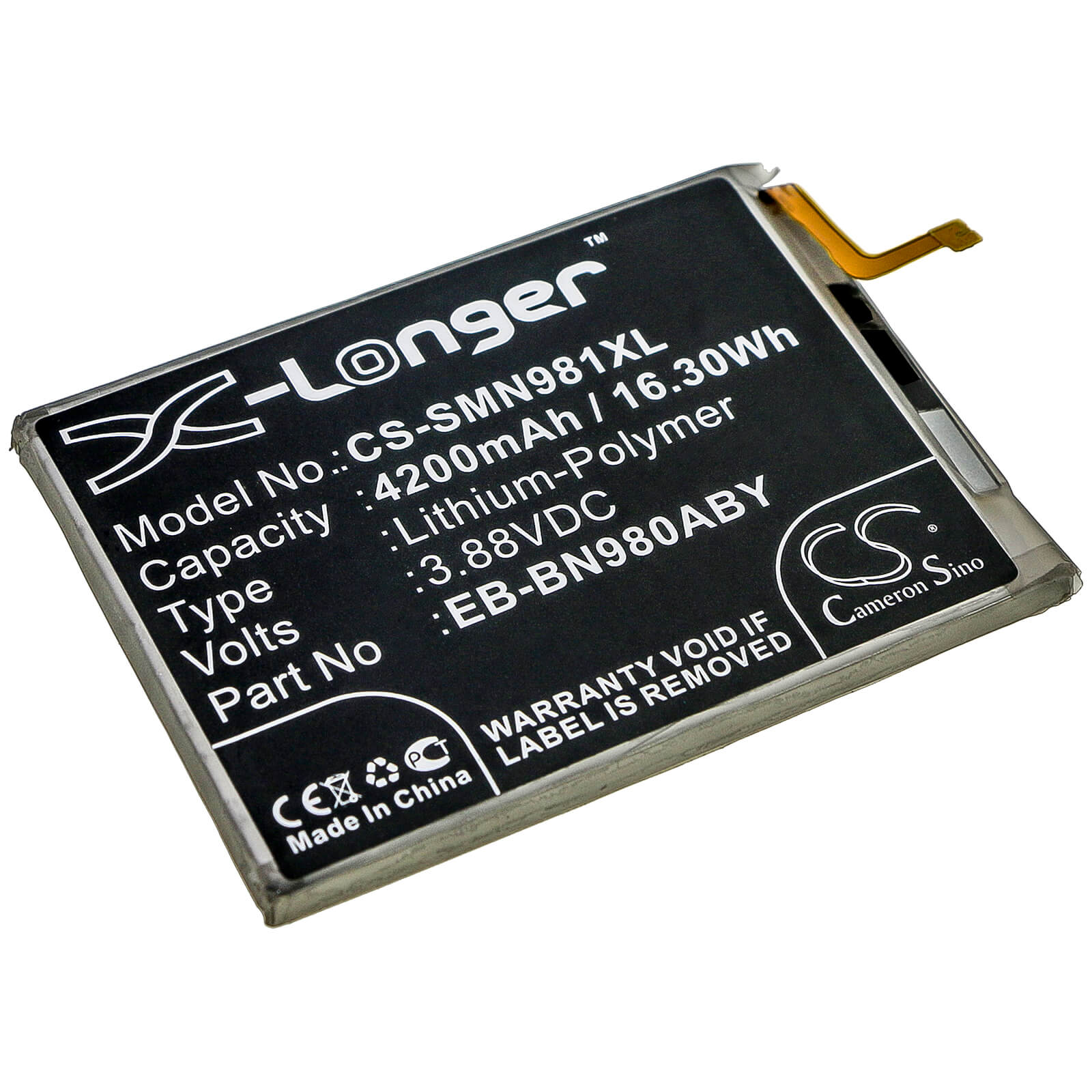 3.88V, 4200mAh, Li-Polymer Battery fits Samsung, Galaxy Note 20, Galaxy Note 20 5g, 16.296Wh