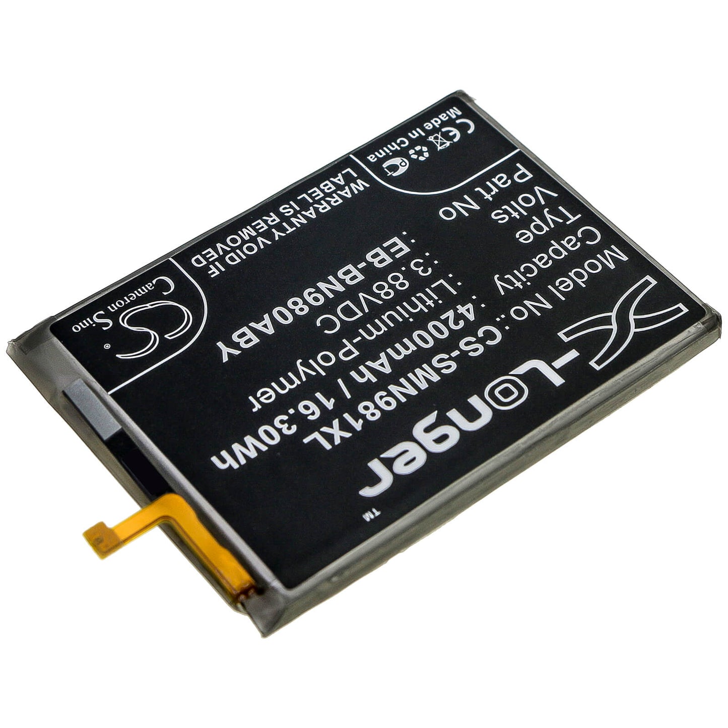 3.88V, 4200mAh, Li-Polymer Battery fits Samsung, Galaxy Note 20, Galaxy Note 20 5g, 16.296Wh