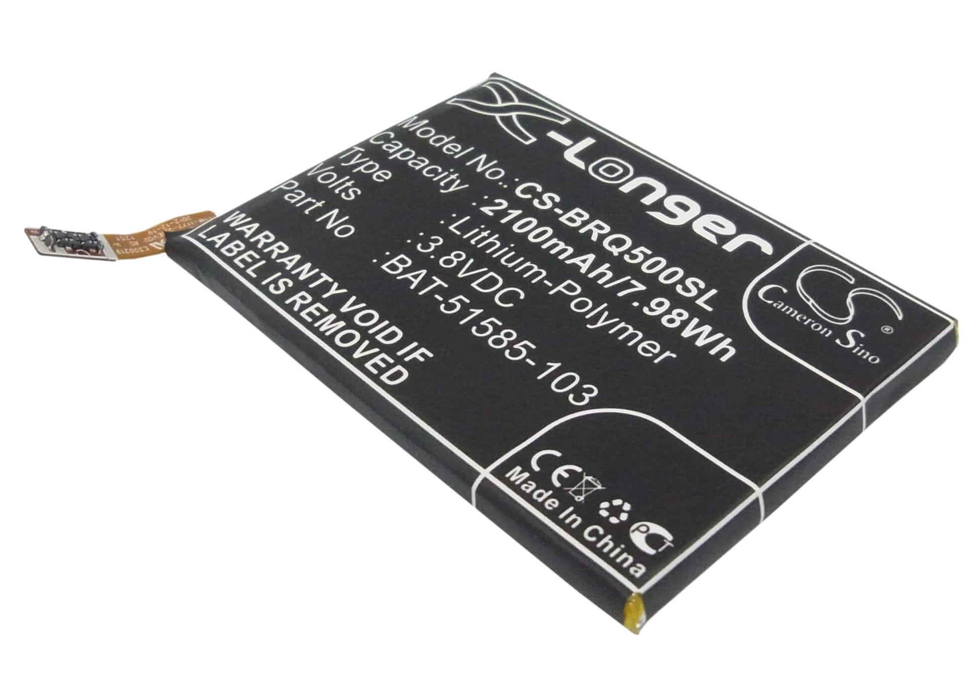 3.8V, 2100mAh, Li-Polymer Battery fits Blackberry, Q5, Q5 Lte, 7.98Wh