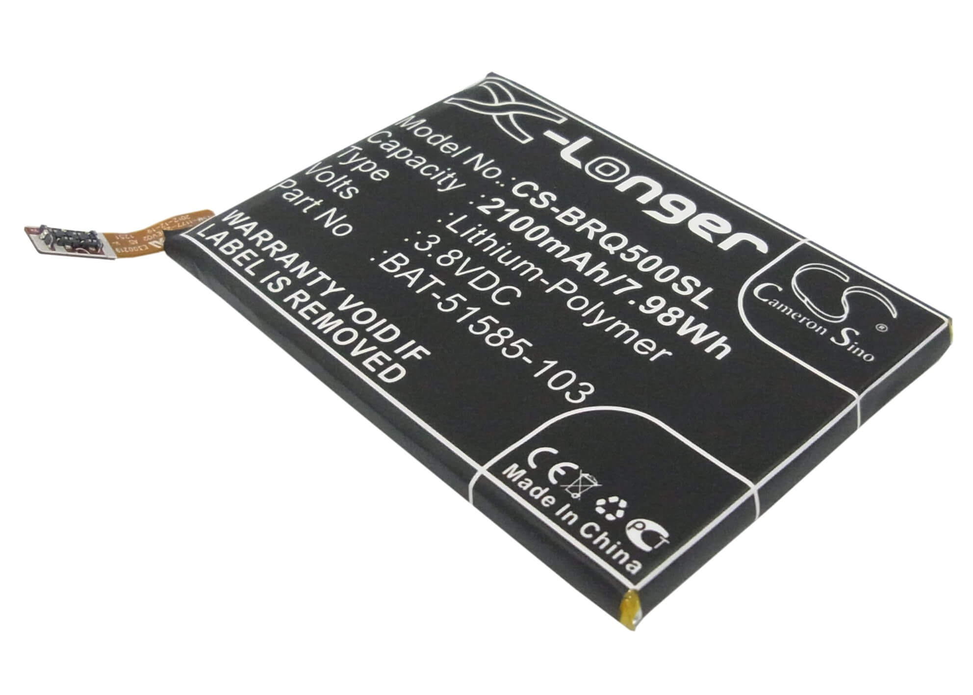 3.8V, 2100mAh, Li-Polymer Battery fits Blackberry, Q5, Q5 Lte, 7.98Wh