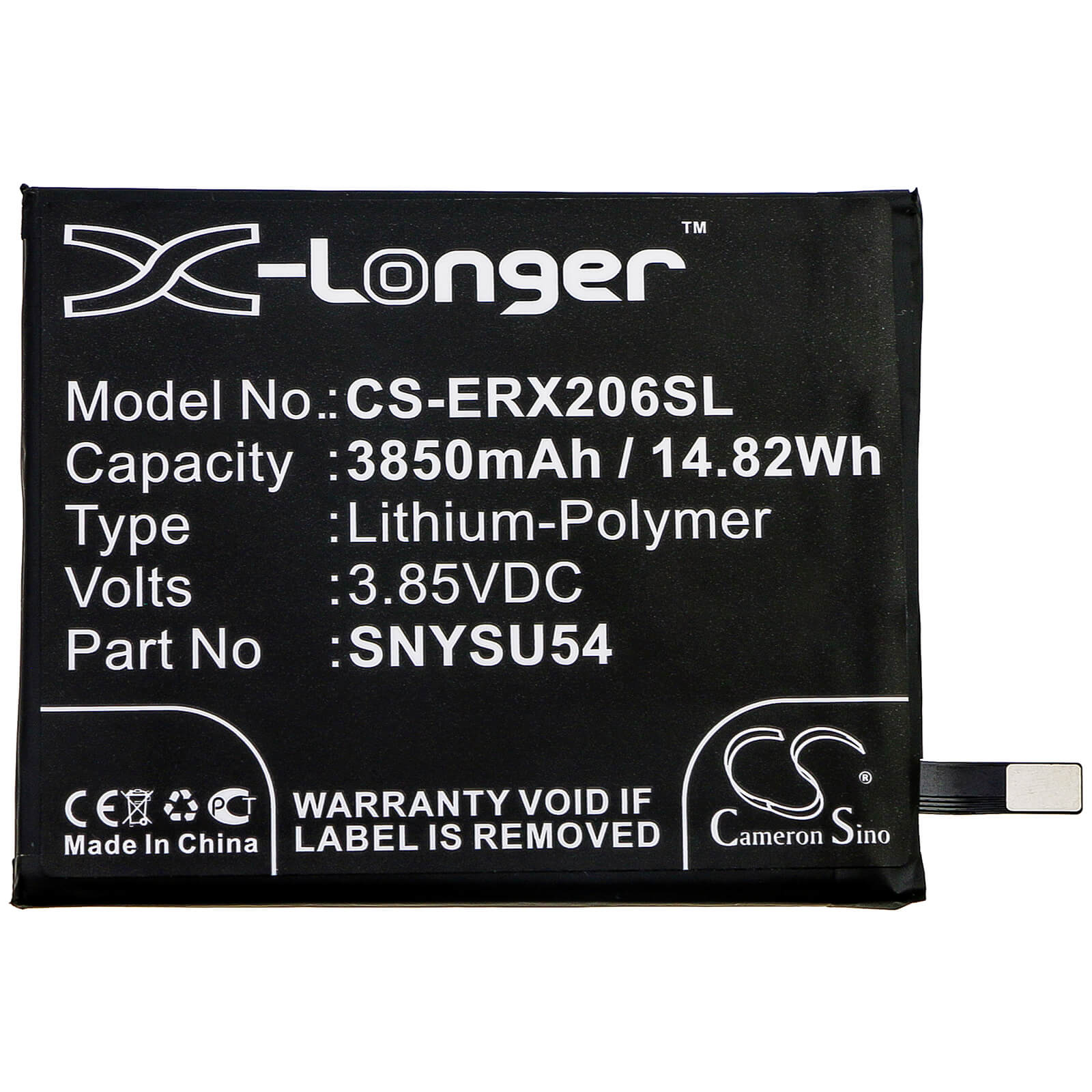 3.85V, 3850mAh, Li-Polymer Battery fits Sony, A002so, Pdx-203, 14.8225Wh